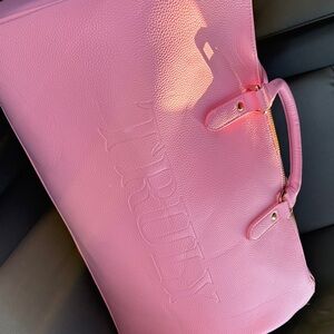 Pink Leather Tote Bag